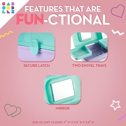 Caboodles Pretty in Petite Makeup Box  Two-Tone Pink on Lavender  Hard Plastic Organizer Box  2 Swivel Trays  Fashion Mirror  Secure Latch for Safe Travel - Image 5